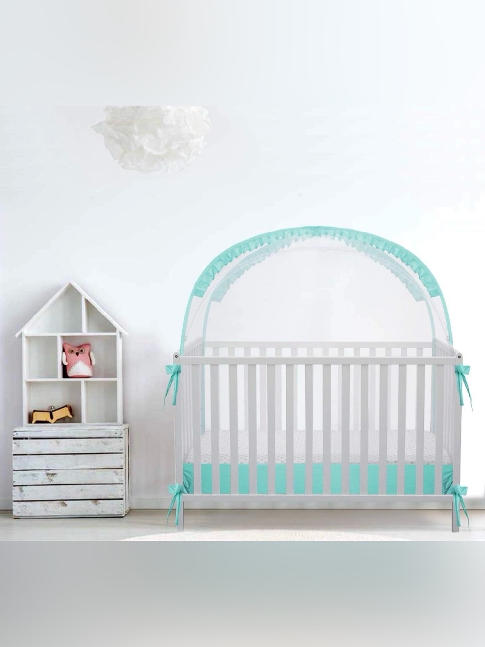 New Pop Up Crib Canopy with Ties - mosquito netting for baby crib
